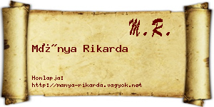 Mánya Rikarda névjegykártya