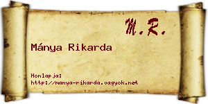 Mánya Rikarda névjegykártya